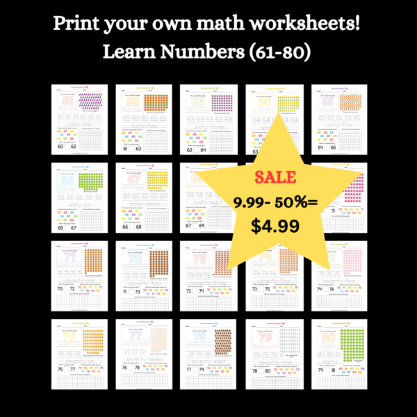 Printable Worksheets that teach counting numbers and hand printing them.