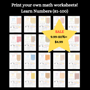 Printable Worksheets that teach counting numbers and hand printing them.