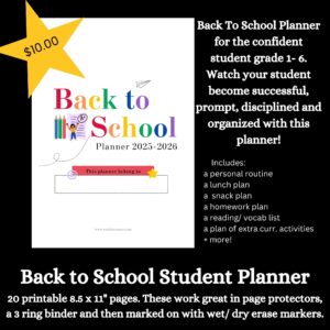 Early Elementary School Student Planner (1-6)
